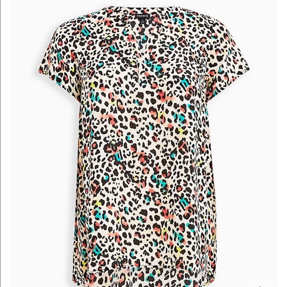 Hi-Low Tunic Georgette Watercolor Leopard - Picture 4 of 7
